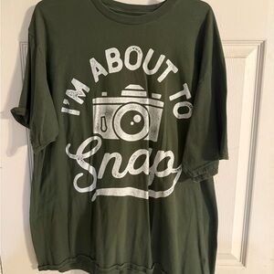 Green Graphic T-Shirt with Camera Print